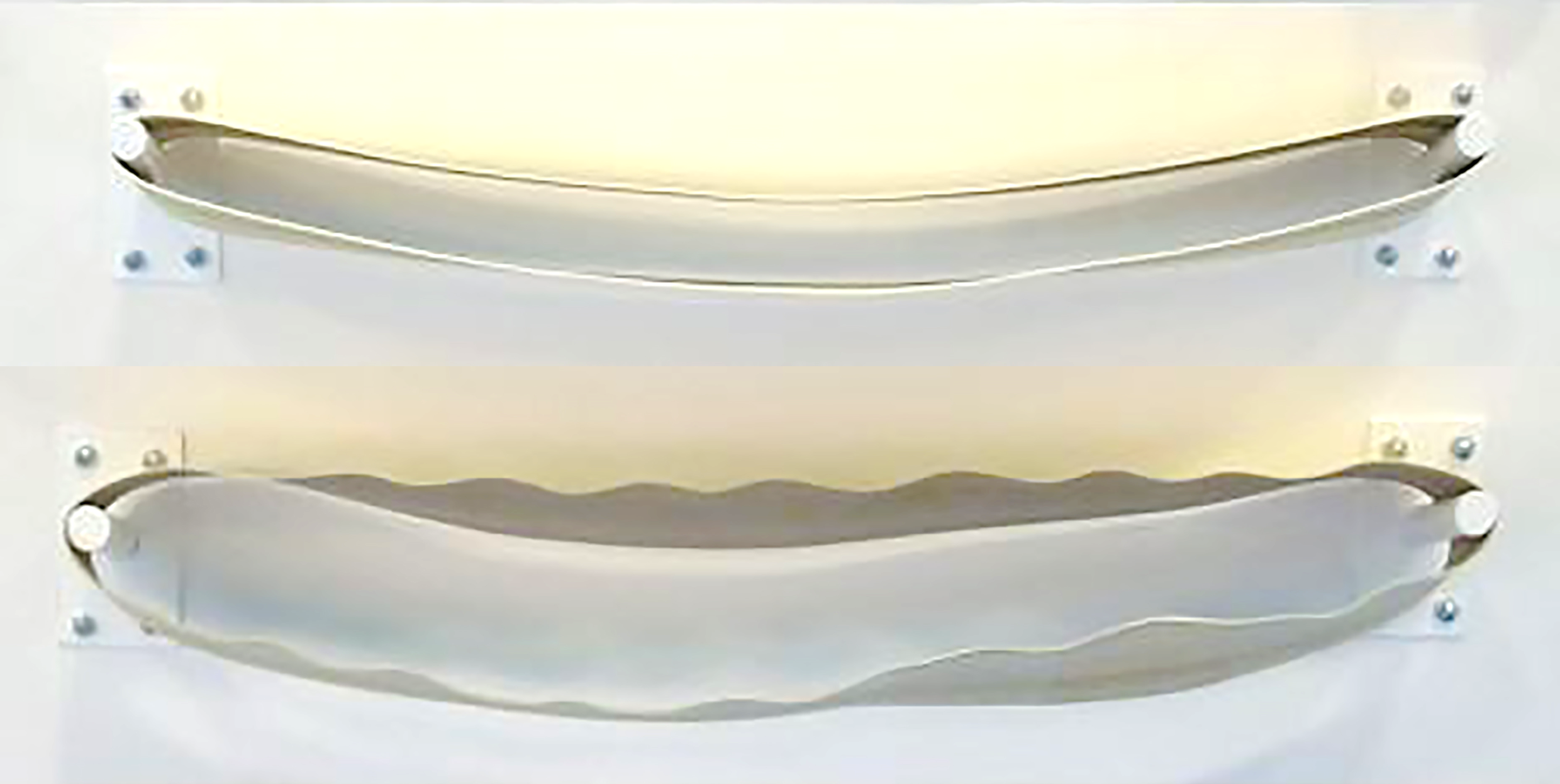 Top: Low-Shrinkage fabric , Bottom: Standard fabric